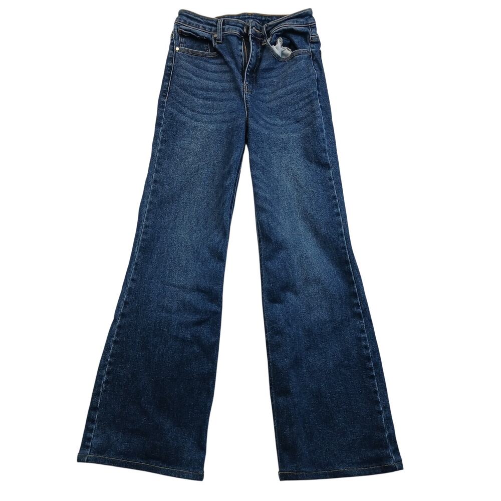 Grace & Lace Womens Size 4 High Rise Wide Leg Denim Flare Jeans Blue